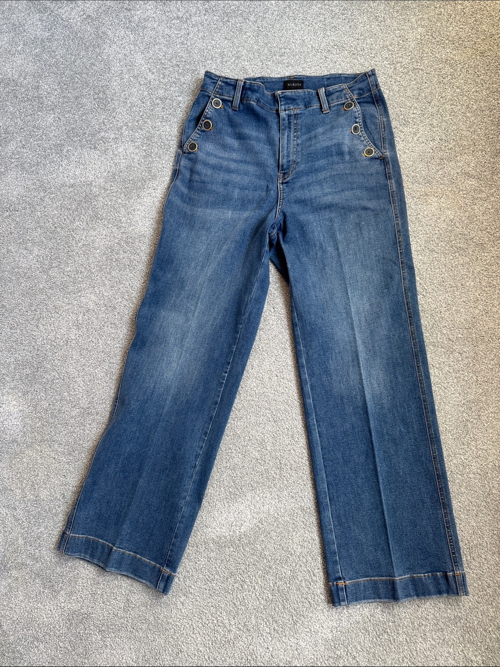 Talbots Medium Blue Wide-Leg Jeans with Button Accent